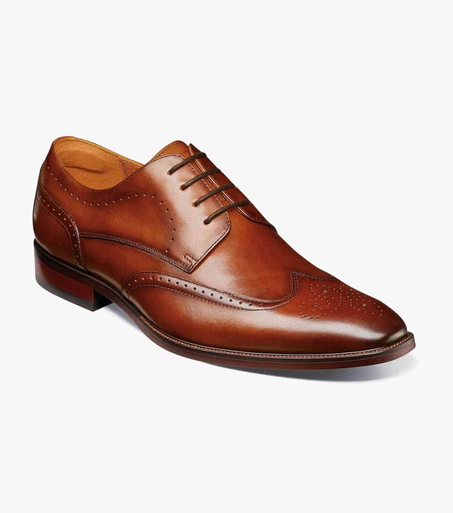 Men Florsheim Wingtips | Sorrento Cognac